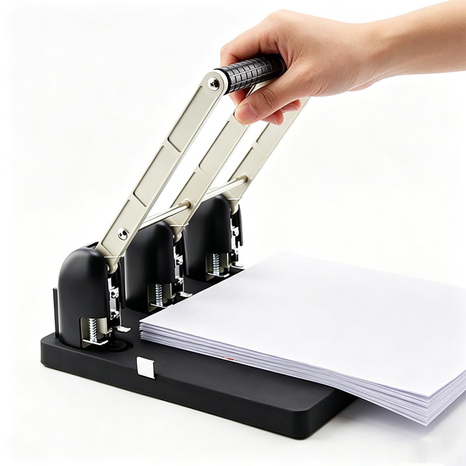 CHANGLKJ Manual 3-Hole Puncher, 3 Hole Paper Punch with Labor-Saving Handle, 150 Sheet Capacity & Paper Feed Depth 12mm, Long-lasting Durability, for Offices, Families, Study Rooms, Print Shops
