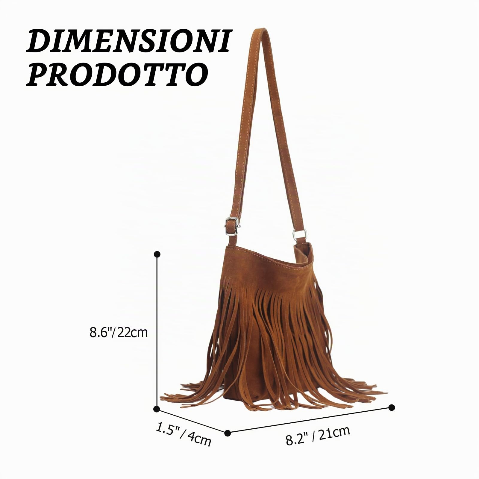 Borsa a Tracolla con Frange Stile Western per Donna Tote Bag Boho Con Nappe Hobo Borsa a Spalla