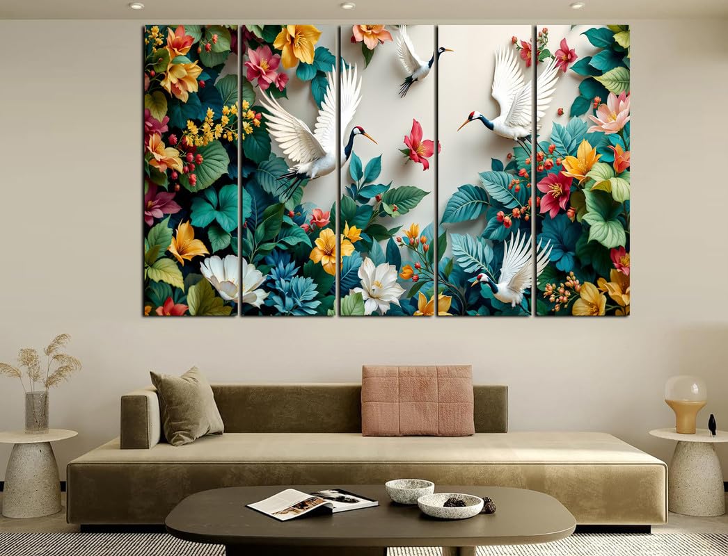 cn retails forest theme 3d effect wall art canvas painting for home, drawing room, office, wall decor | mdf wooden frame, vibrant colorful with modern style hanging for positivity (30x48 inch) 62_03