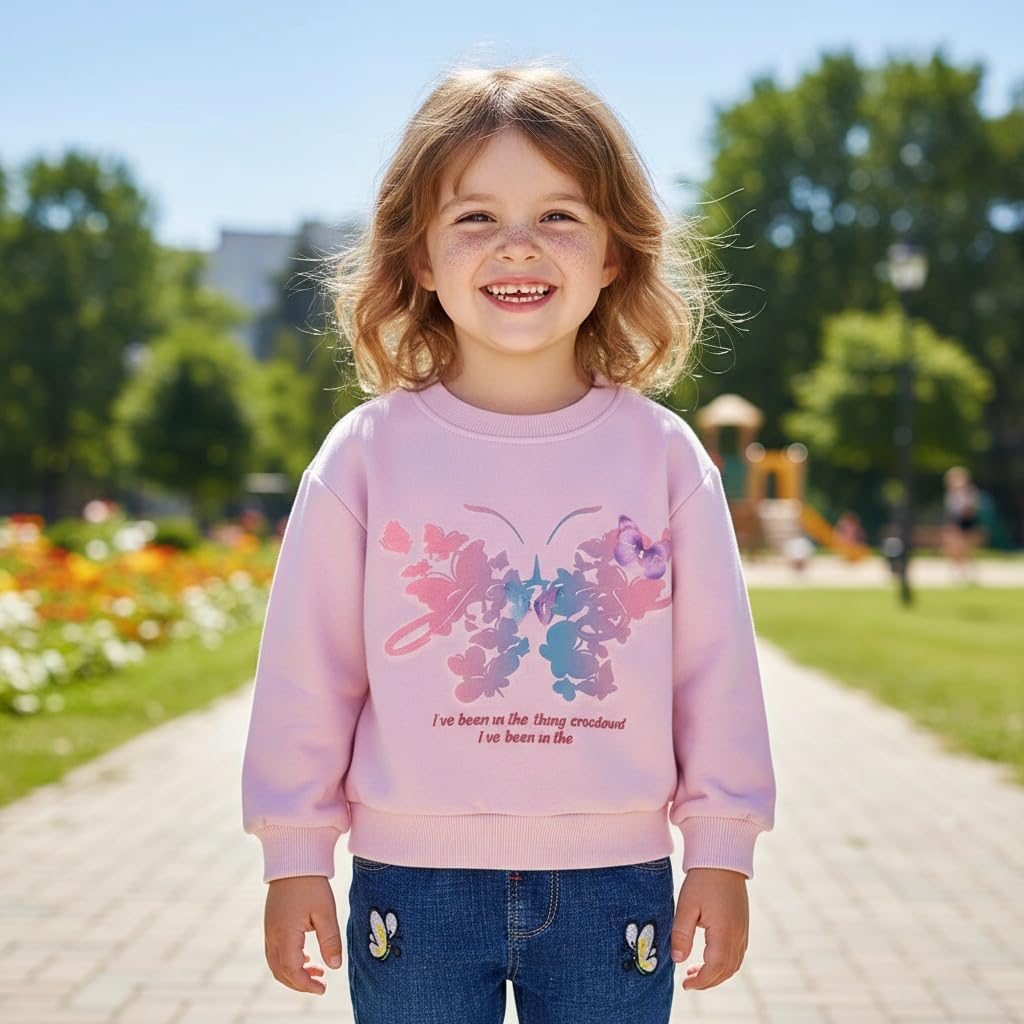Peacolate 2-7T Spring Fall Little Girls 2pcs Clothing Set Butterfly T Shirt and Jeans