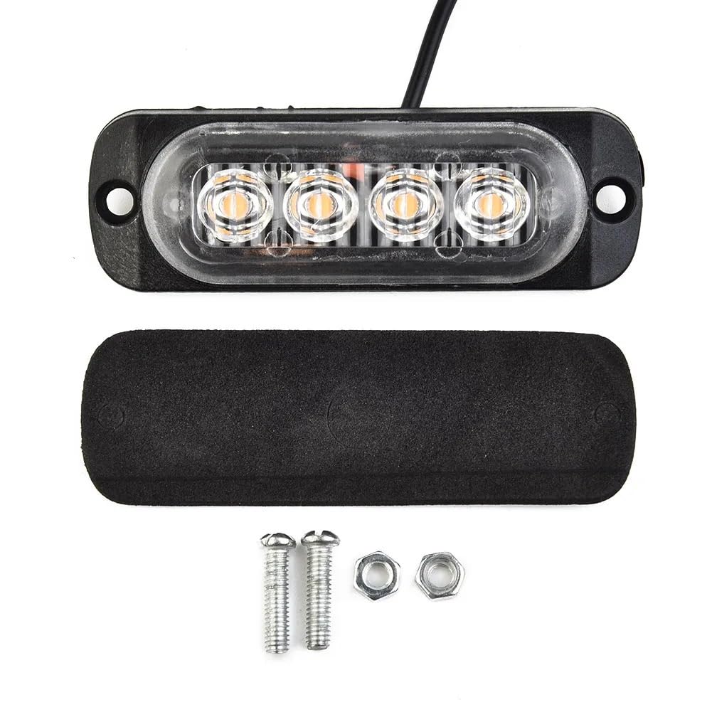 Luz trasera del coche Barra de luces LED ámbar para rejilla de 4x, para camión, furgoneta, todoterreno, luz urgente, luz Led estroboscópica de advertencia lateral de 12-24V, lámpara de baliza para coc