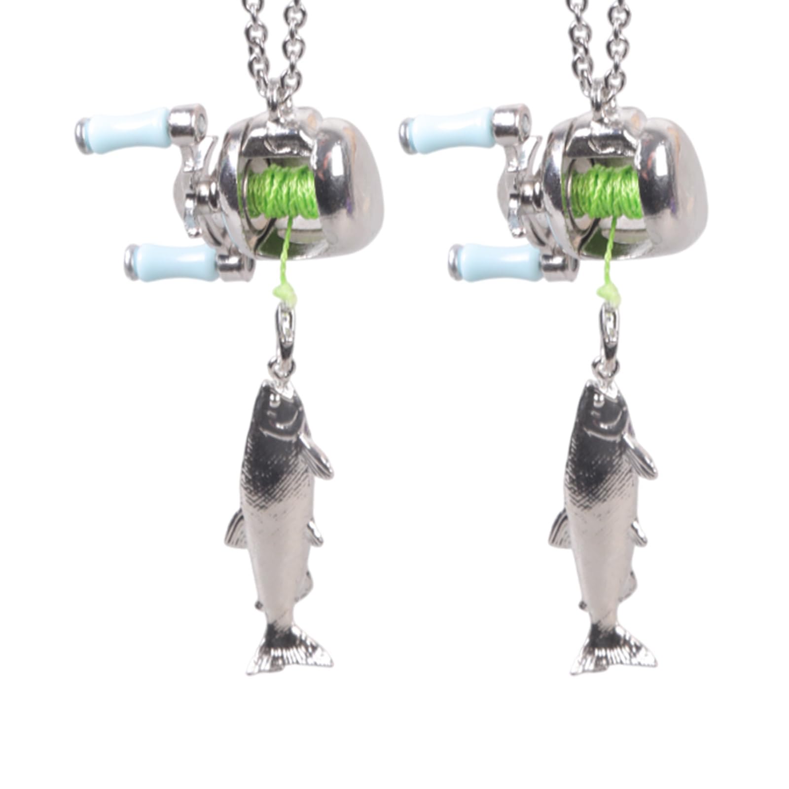 Maxtonser Miniature Fishing Reel Necklace with Rotating Spool Adjustable Length Neckchain Jewelry For Fishing Enthusiasts