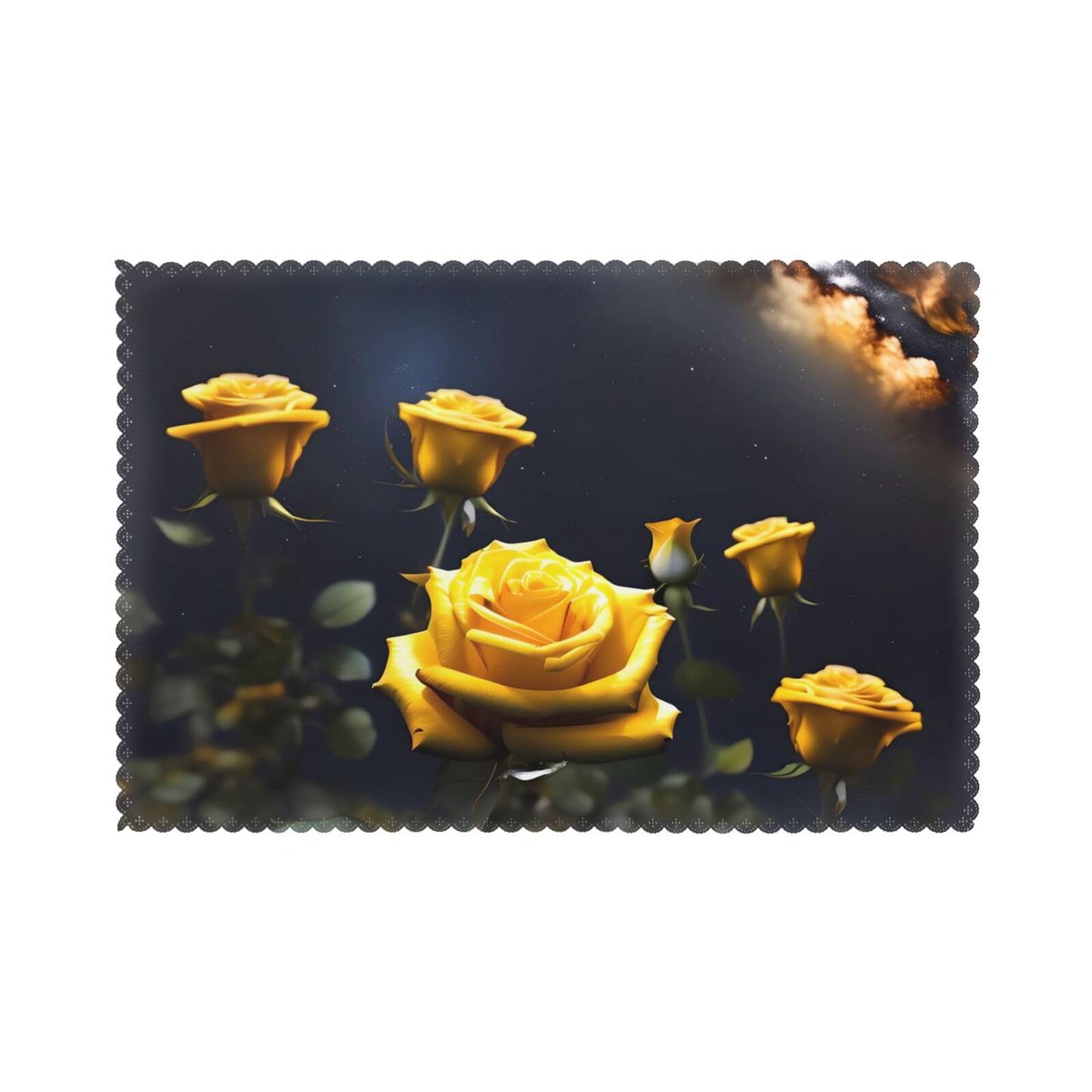 Beautiful yellow roses Placemats set of 6, insulated, washable, suitable for kitchen, dining room, parties, etc.