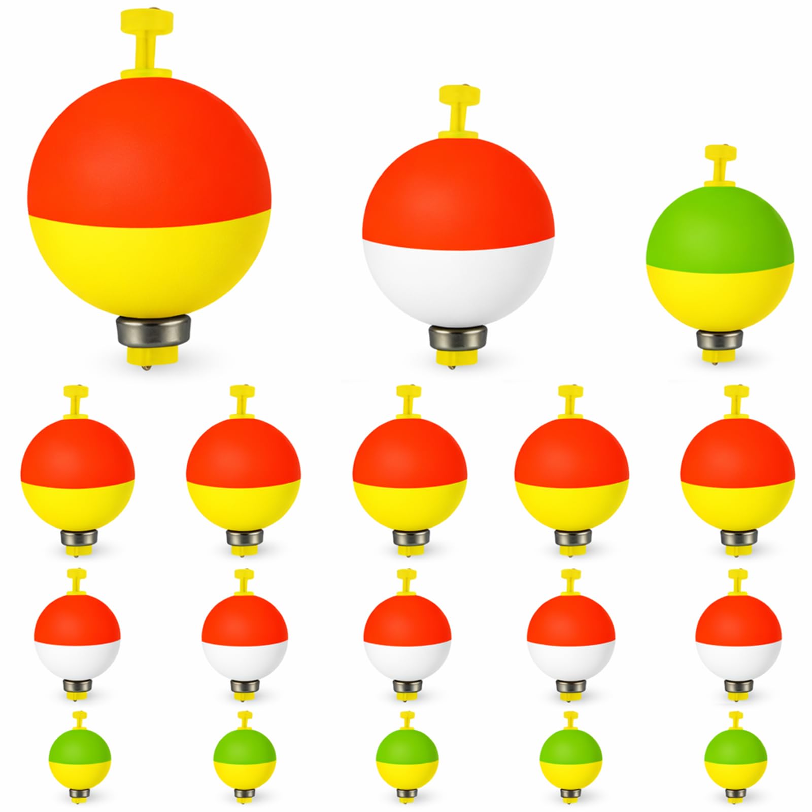 15pcs/16pcs Fishing Float Bobbers Set - ABS & Foam Material, Weighted Design, Multiple Sizes & Vibrant Colors, High-Visibility Tackle Accessories for Freshwater & Saltwater Angling