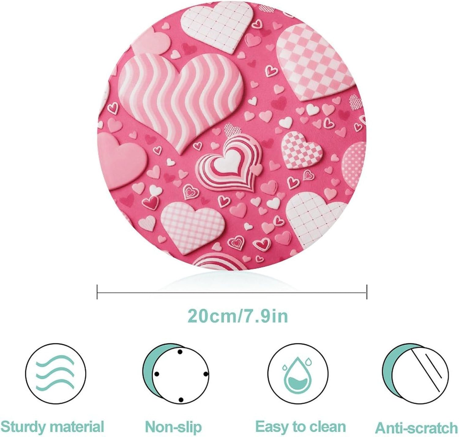 Pink White Love Heart Tempered Glass Cutting Boards for Kitchen image 2