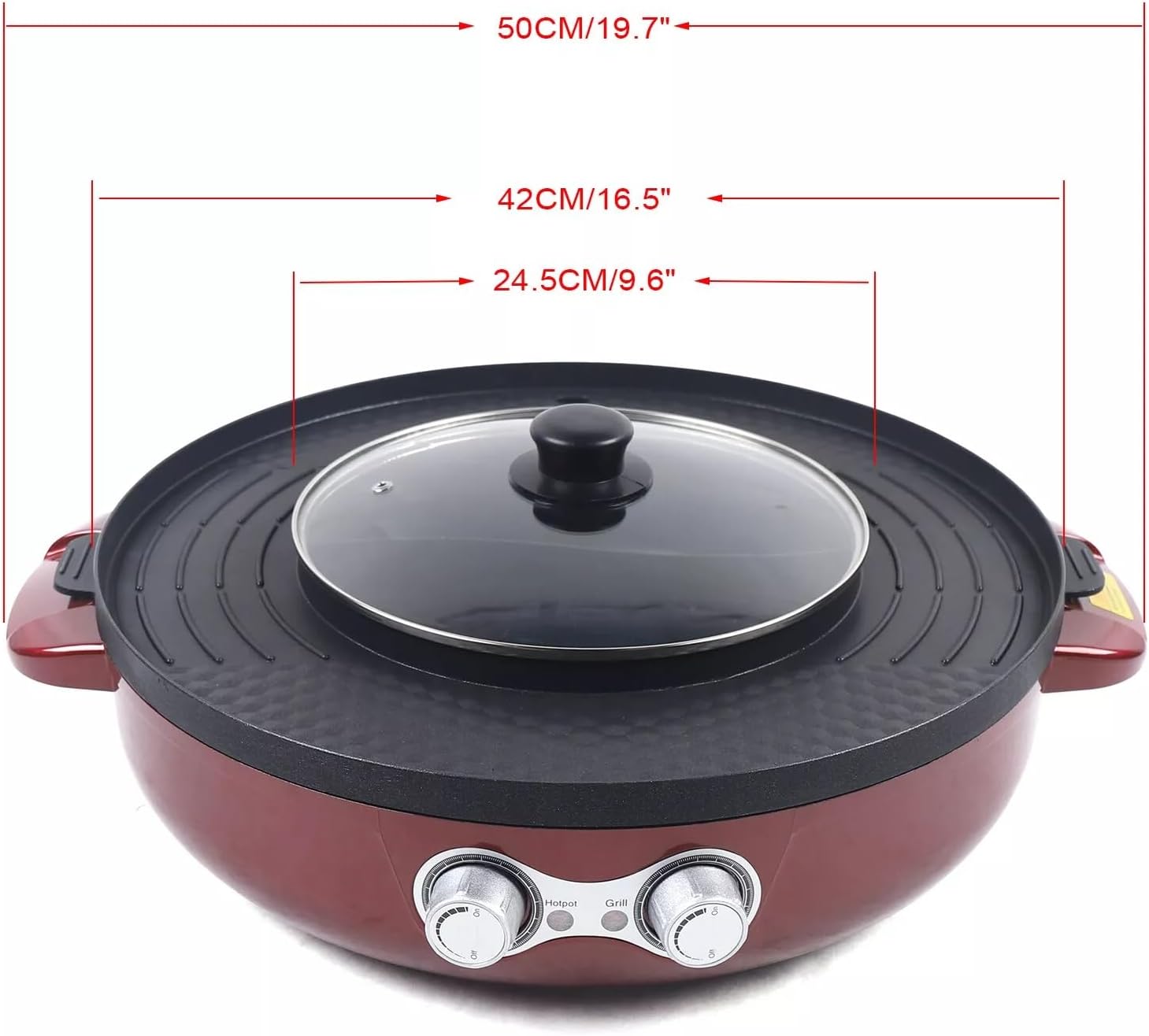 Electric hot pot and barbecue combination, two-in-one portable countertop cooker