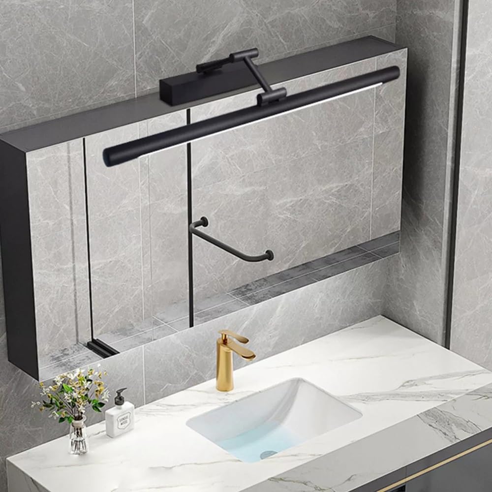 Lampada Specchio LED Minimalista, Applique Bagno Lineare Regolabile Luce per Specchio Braccio Estensibile per Illuminazione Quadri(Black(4000K),70cm/27.55in)
