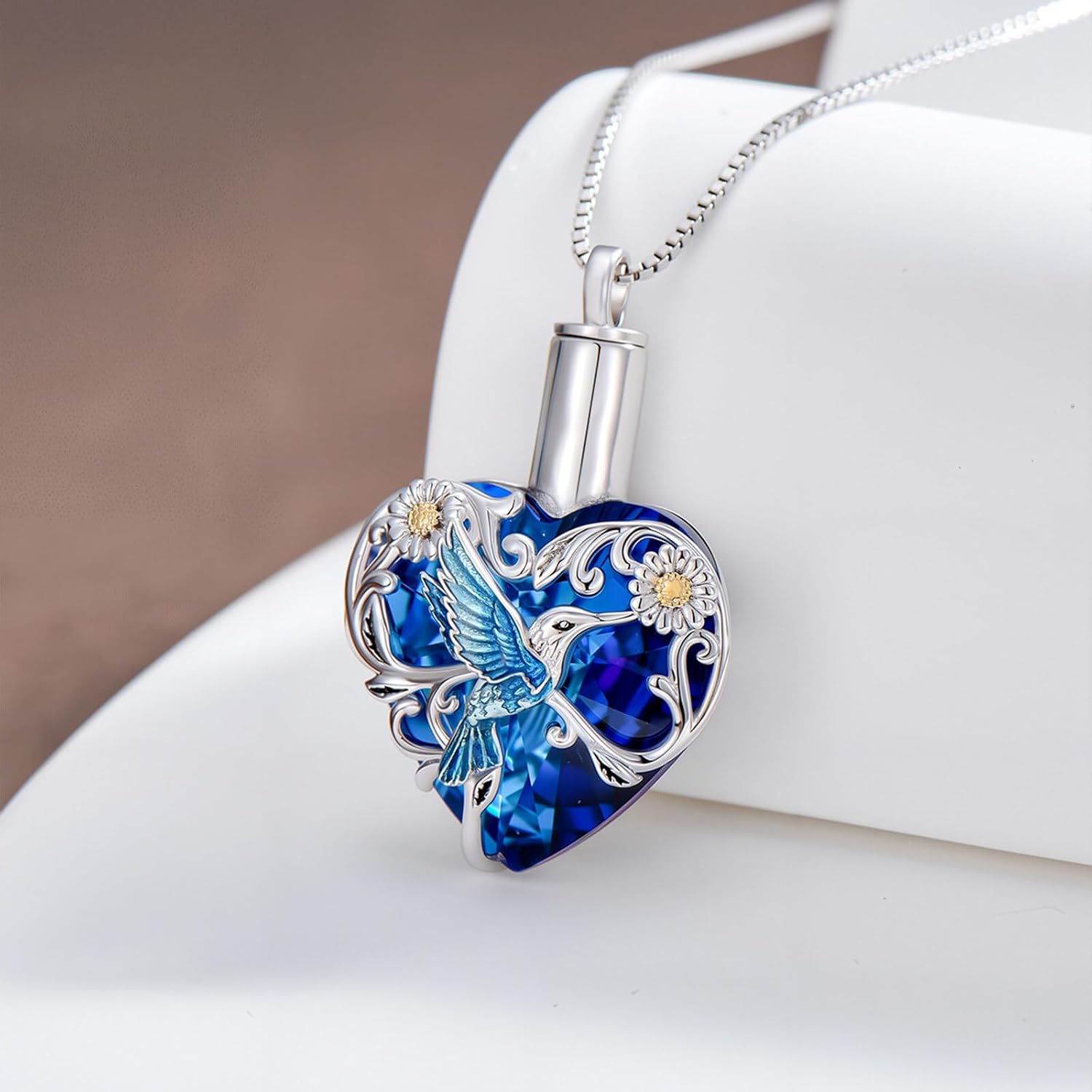 Hummingbird/Dragonfly/Bee/Butterfly/Dog/Cat Heart Urn Necklaces for Ashes 925 Sterling Silver Cremation Necklace Pendant Keepsake Necklace Memorial Jewelry Gifts for Women