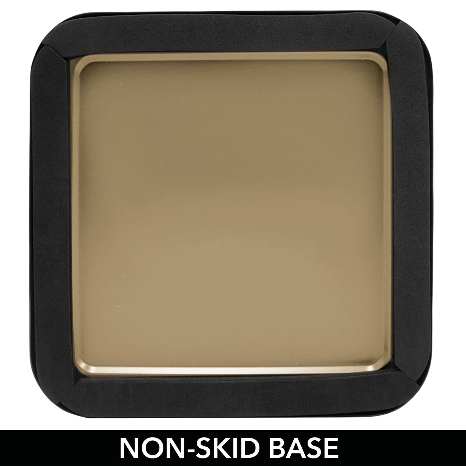 mDesign Small Square Metal 2.3 Gallon Trash Can Wastebasket Garbage Container Bin for Bathroom, Powder Room, Bedroom - Holds Waste and Recycling - Unity Collection - Soft Brass