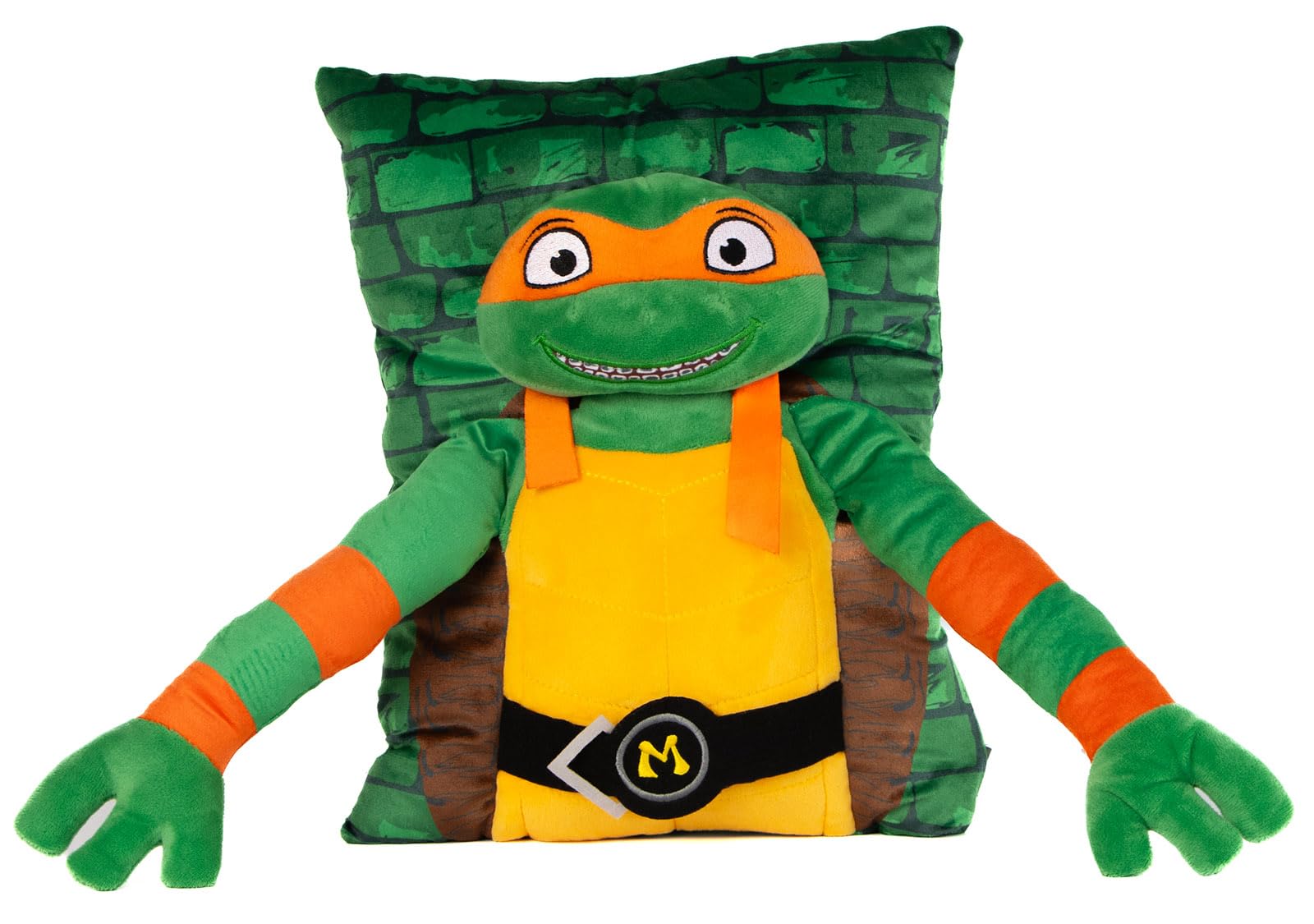 Jay Franco Nickelodeon Teenage Mutant Ninja Turtles Michelangelo 3D Snuggle Pillow - Super Soft Green Plush Pillow - Measures 15 Inches