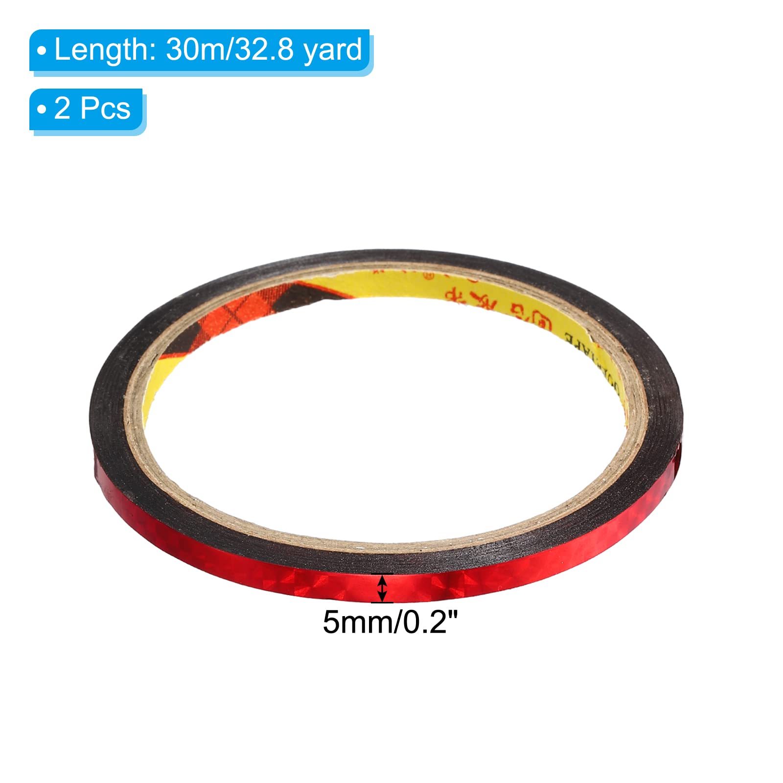 PATIKIL Prism Lot De 2 Rubans Adhésifs Réfléchissants Holographiques Métallisés Pour Loisirs Créatifs, Emballage Mural, Décoration Murale, 5,1 Cm X 30 M Rouge Rose