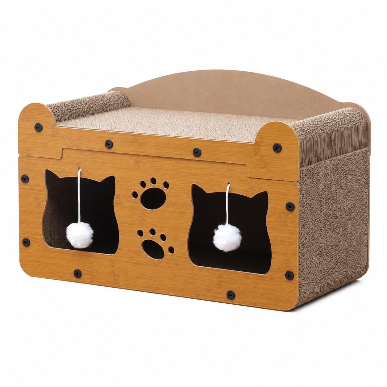Maison Chat Confortable avec Griffoir pour Chat en Carton, Grattoir Chat et Niche Chat, pour Chats d’Intérieur, Style to 2, Moyen : 51 × 27 × 30 cm