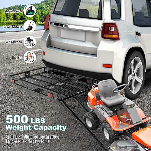 Byroce Mobility Scooter Carrier, Foldable Wheelchair Hitch-Mounted Carrier, Heavy Duty Strong Hitch Cargo Carrier With Ramp For 500 Lbs Capacity #TOP5