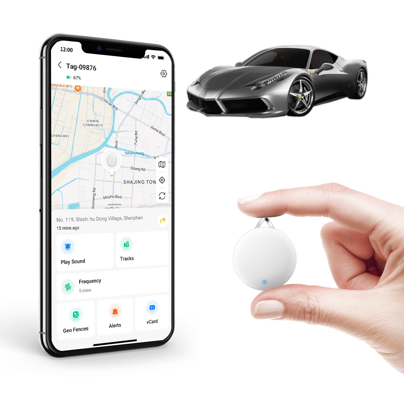 Localizzatore GPS Nascosto Per Auto – Mini, Magnetico, Impermeabile IPX6, Batteria CR2032 Dura 360 Giorni, Senza Abbonamento