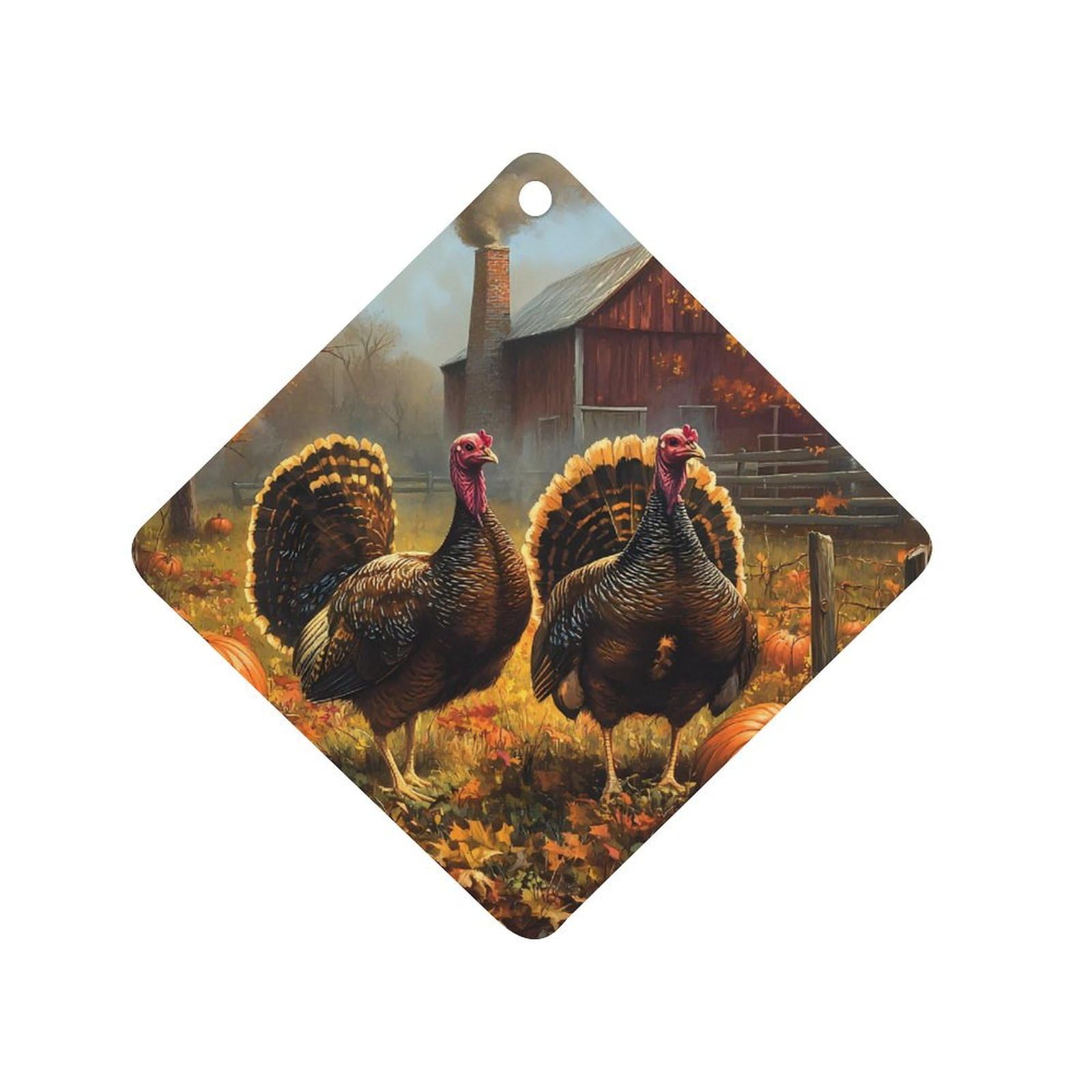 Thanksgiving Turkey Car Air Freshener Hanging Aromatherapy Tablets for Car Accessories Rhombus