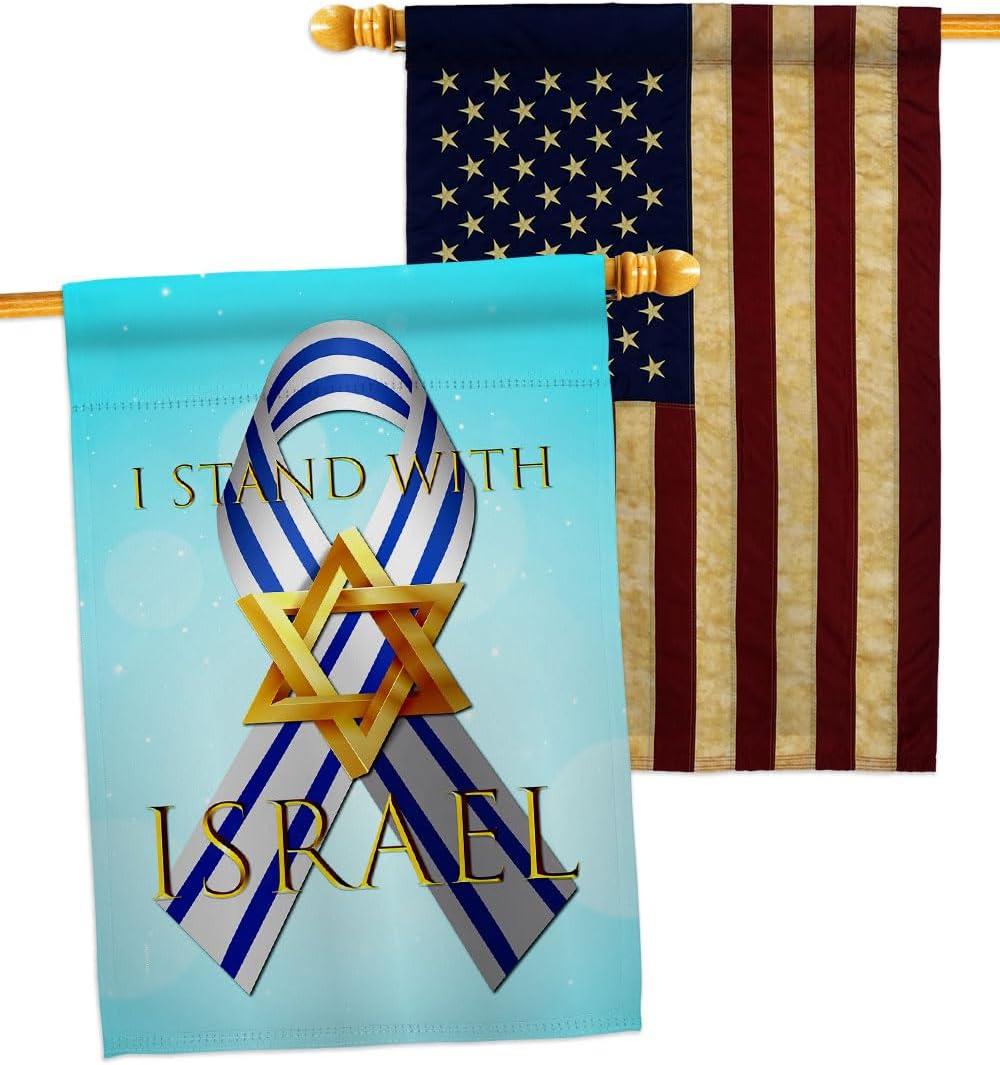 Stand with Israel Flag American Flags for Outside 3x5 Banner Pack Patriotic Outdoor Indoor Americana Tapestry Poster Sign Grandma Gifts Bandera de Israeli Vintage Decor Jewish Decorations Made in USA