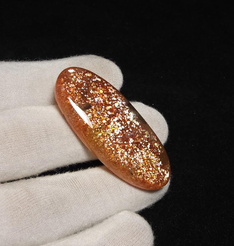 Pierre de soleil de feu cabochon ovale 52x22mm d'exception pour joaillerie - 3