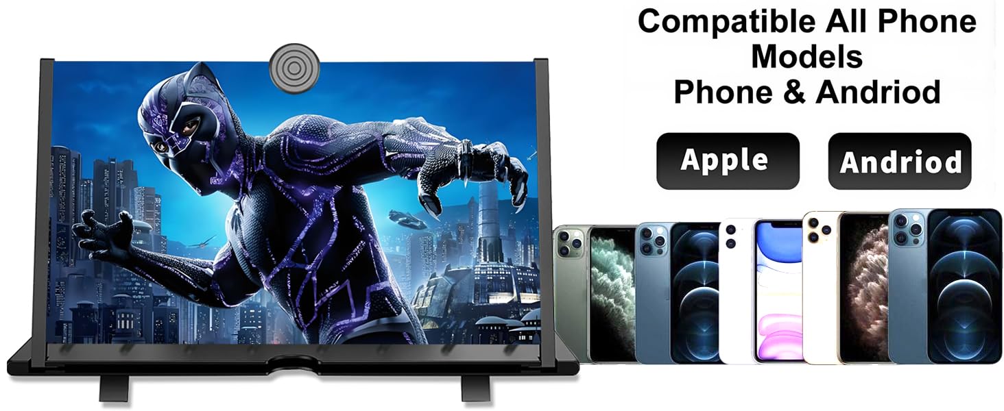 Lupa de pantalla de 20 pulgadas para teléfono móvil, proyector de aumento de pantalla 3D HD para películas, videos y juegos, soporte plegable para teléfono con amplificador de pantalla, compatible con
