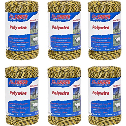 Fi-Shock PW656Y6-FS 6-Strand Polywire (6 Pack), 656'