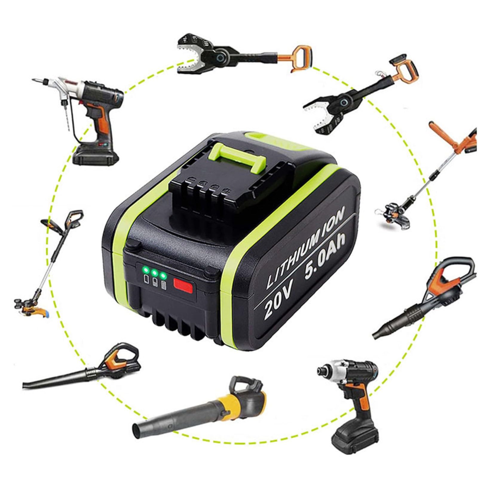 Batteria di Ricambio da 20V E 5000Mah Ad Alta Capacità Compatibile con Batteria Agli Ioni di Litio da 20V Adatta per Utensili Senza Fili WA3516 WG169 WX372 20V 5AH