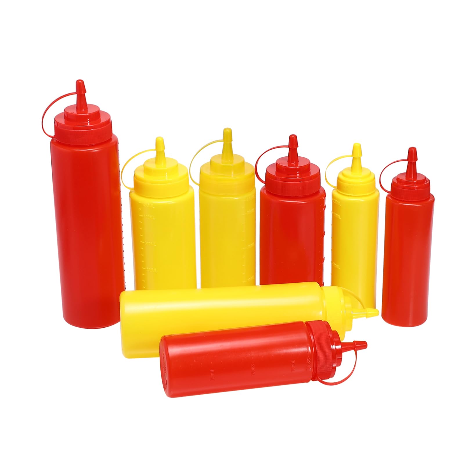 Luxshiny 8Pcs Plastic Squeeze Bottles Kitchen Condiment Dispensers for Ketchup Mustard Salad Dressing Each