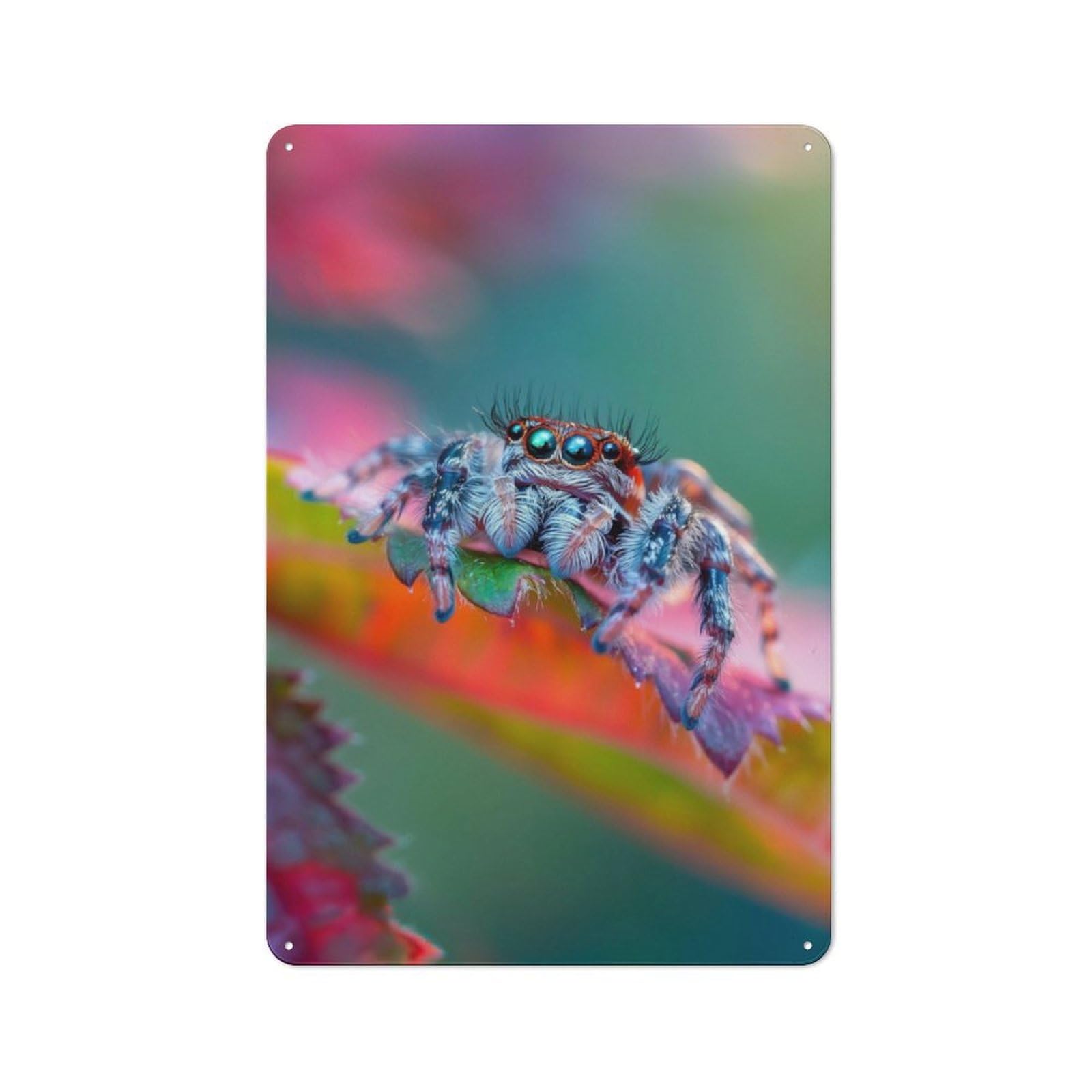 Junmoney Jumping Spiders Curiosity For Guest Room Or Hallway, Retro-Style Tin Sign 30X20cm, For Vintage Wall Decor Fans, For Themed Room Decoration