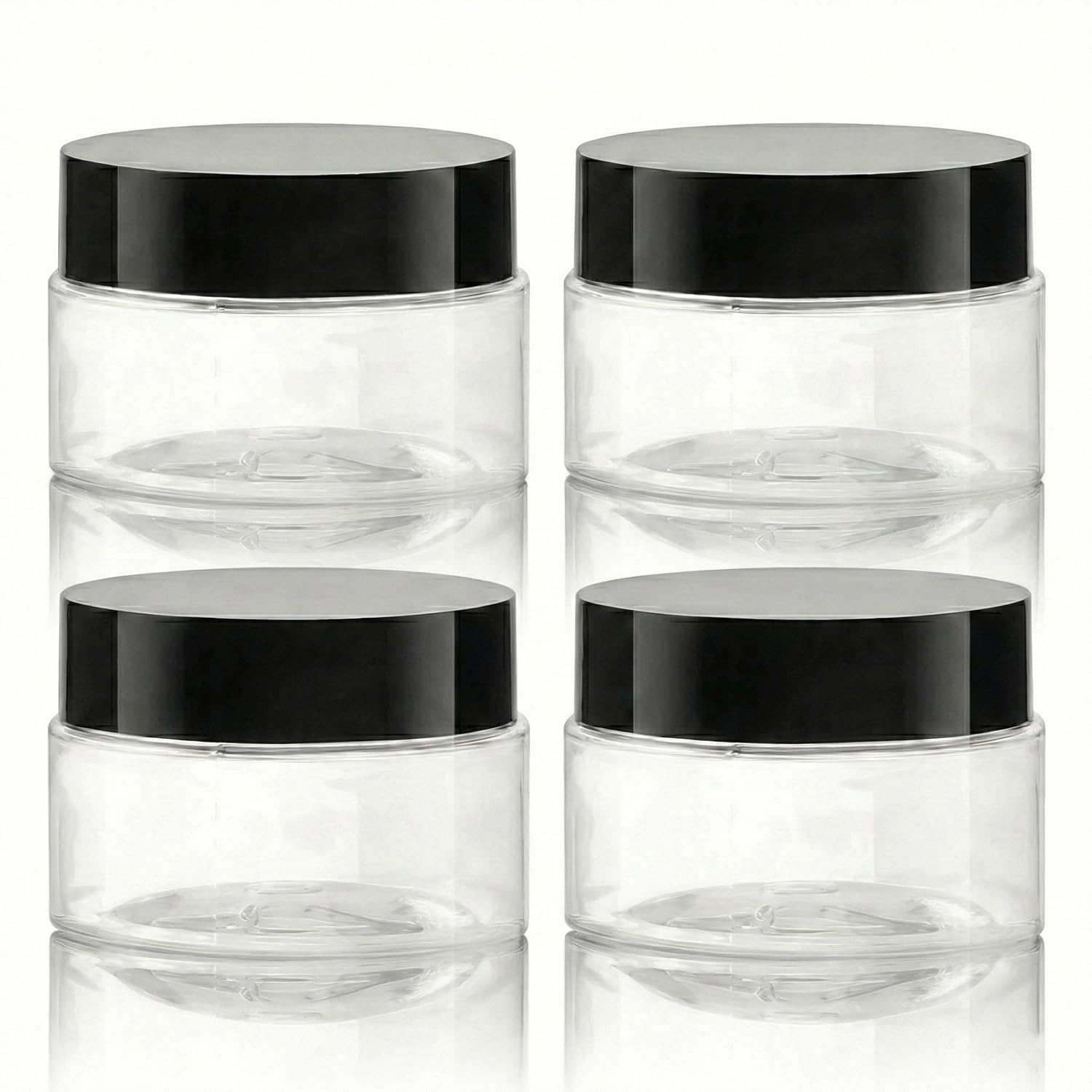 Hopzab 4 PCS 30g Clear Plastic Containers Cream Cosmetic Jars Empty Sample Pots Round Wide-mouth Leak Proof Bottles with Black Lids for Travel Storage Makeup Cream Oils Ointments Beads-image-32
