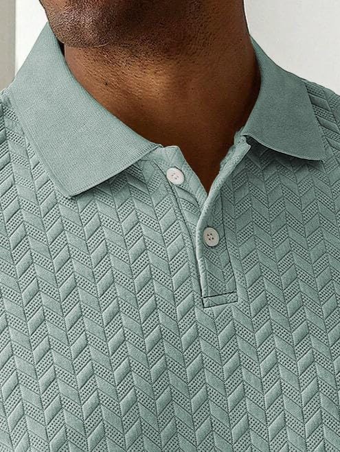 Image of GRECIILOOKS Textured Polo T-Shirt for Men | Premium Collared Jacquard Leaf Polo | Smart Casual & Formal t Shirt for Men | Stylish t Shirt for Mens for Office, Party & Everyday Outfit