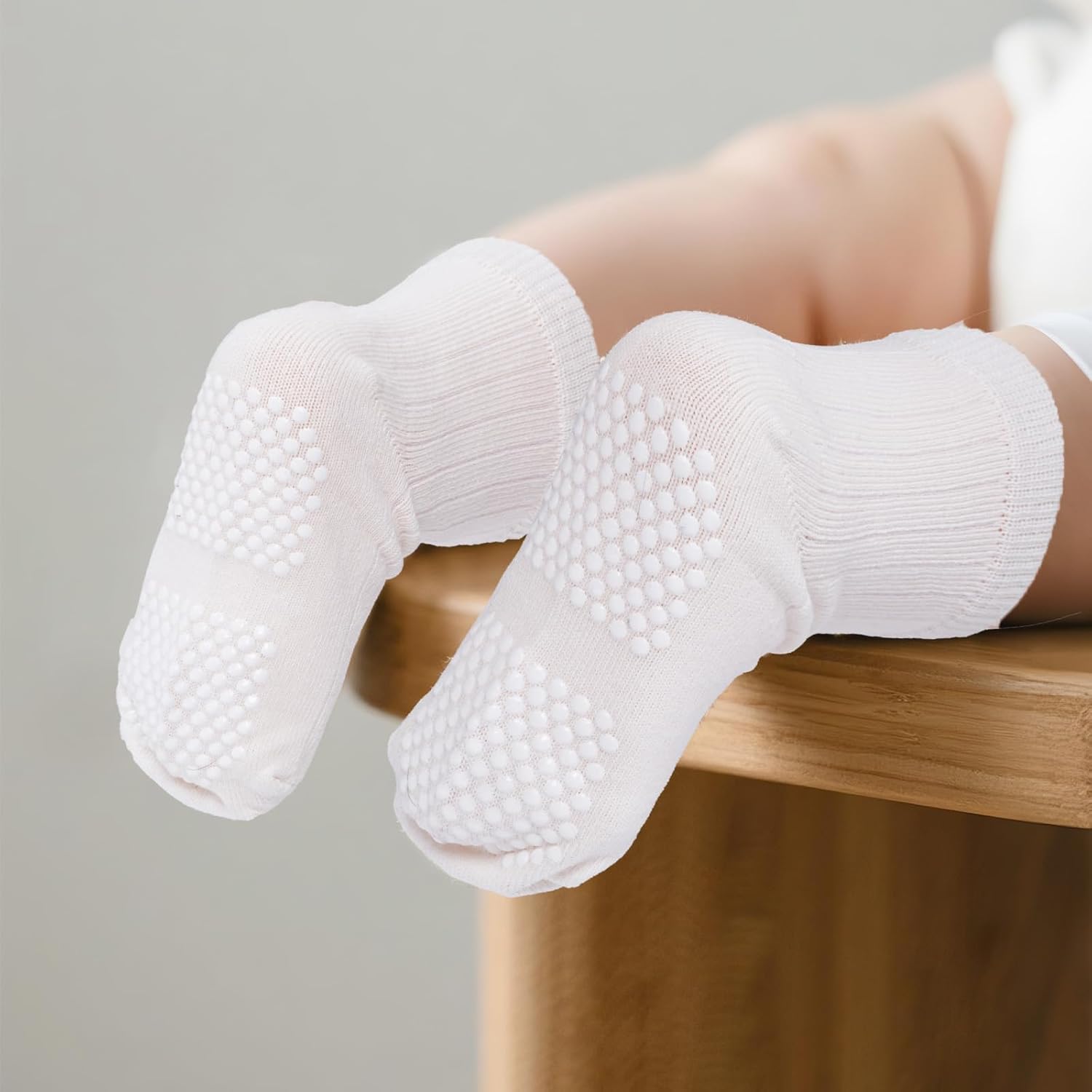 Toddler Non Slip Socks with Grippers Cotton Toddler Boy Crew Socks for Baby Boys Girls 1-3T, 5 Pairs - Image 5
