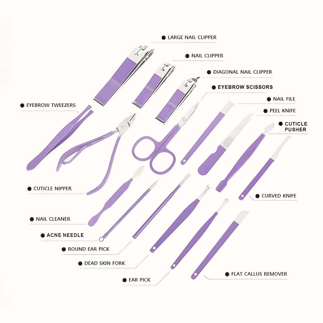 Velnest 16-Piece Nail Care Grooming Kit, Luxury Manicure Pedicure Set with Stainless Steel Tools & Leather Case 4