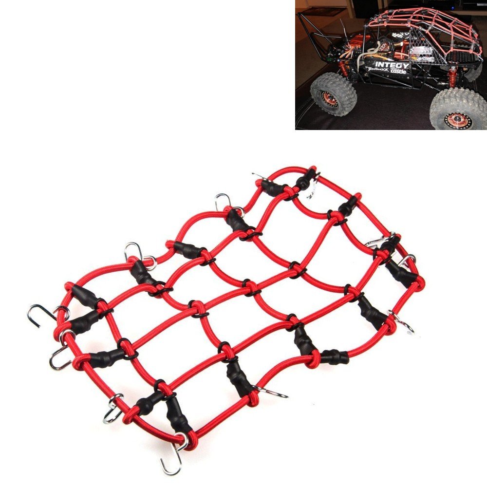 ZuoLan 1/10 RC Elastic Luggage Net with Hooks for TRX-4 D90 C001 1:10 RC Vehicles Crawler Truck Car (Red)