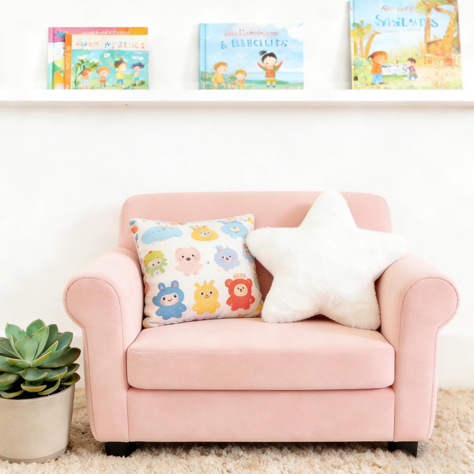 Coussin en peluche - Coussin décoratif en forme d'étoile pour enfant fille et garçon - Blanc - 30 x 30 cm