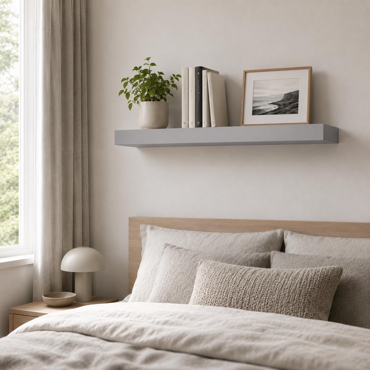 intar Mensole da Parete Grigio Chiaro 60 x 20 cm set da 2 Mensole da Muro