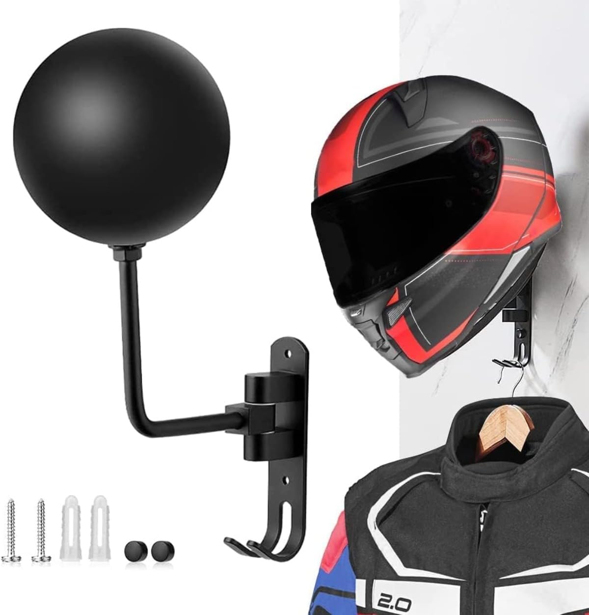 新品未使用　ヘルメットハンガー　ビス付き　6個 Amazon | Demanca ヘルメットハンガー バイクヘルメットマウント 180度