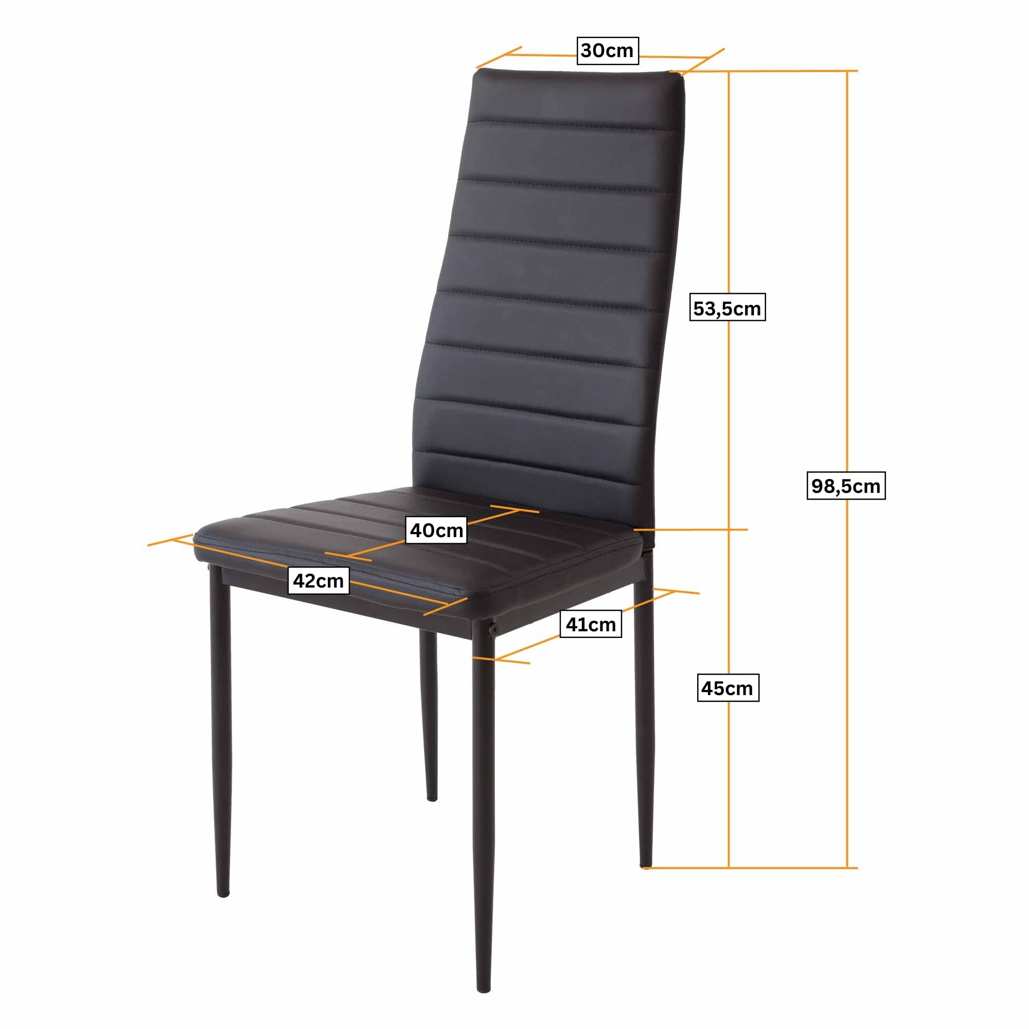 Albatros 2698 MILANO - Sedie da pranzo in Finta Pelle, Nero, Set di 6