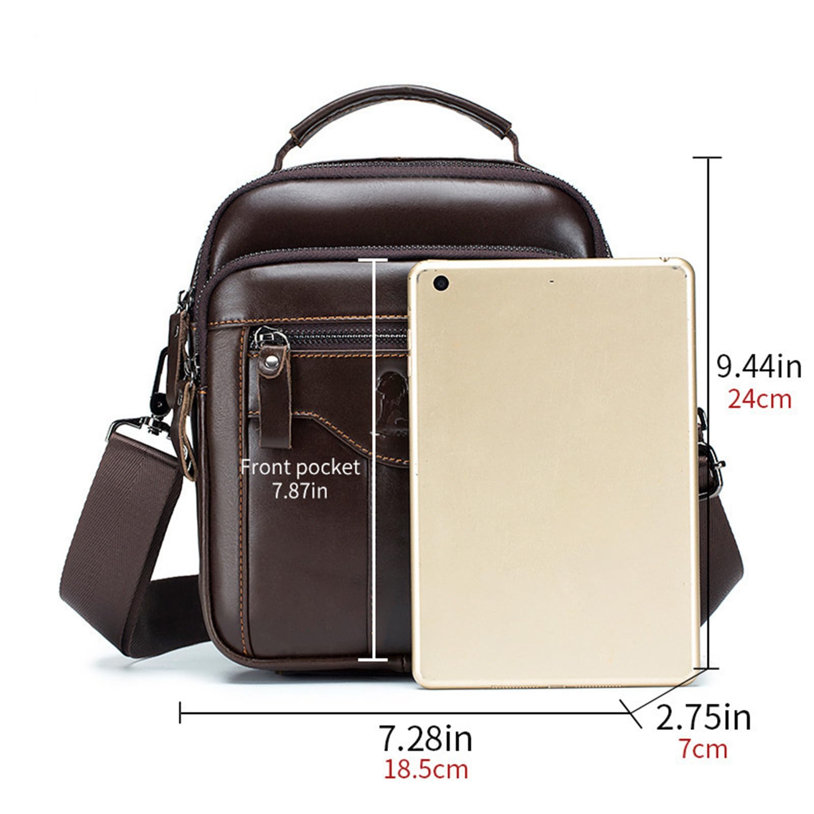 pundarika Borsello Uomo Tracolla Pelle Borsetta da Uomo Tracolla in Vera Pelle Borse Uomo Borselli a Spalla Crossbody Borse-Marrone scuro