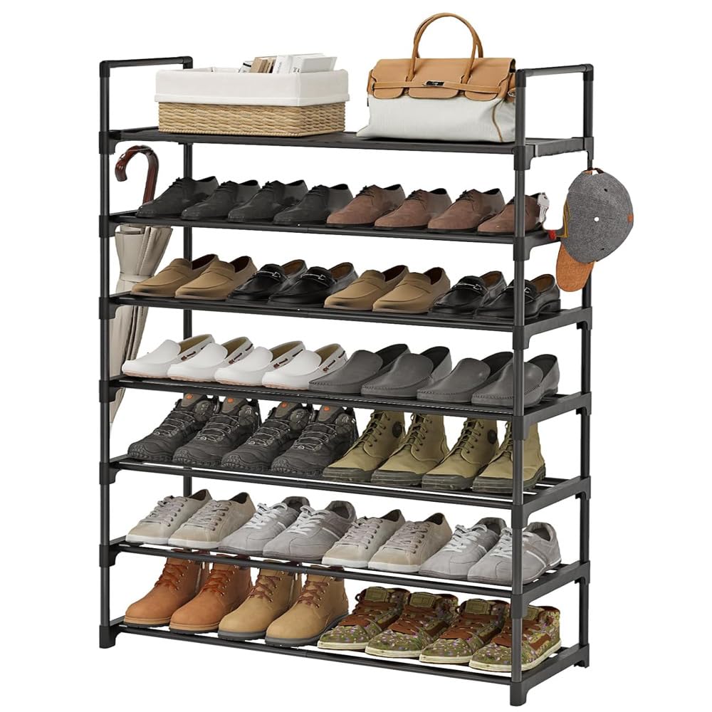 4-Tier Space-Saving Metal Shoe Shelf - Sturdy & Durable Long Stackable Shoe Organizer for Closet, Up to 16 Pairs, Corridor Shoe Storage