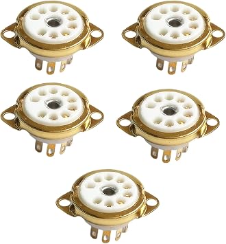 5PCS B9A Ceramic 9Pin PCB Tube Socket for 12AX7,12AT7,12AU7,ECC83,ECC82,E88CC 6922 6p1 6p14 6n1 6N2,GZC9-C-1/GZC9-C-1-G