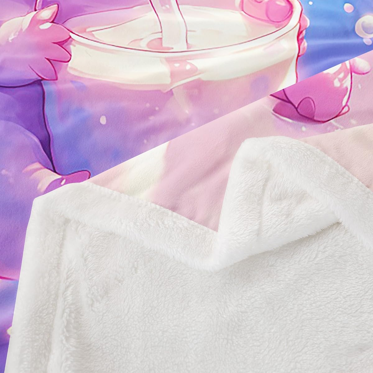 Homemissing Kids Cute Axolotl Fleece Throw Blanket 40x50Inch Cartoon Salamander Drinking Fuzzy Blanket for Bed Sofa Couch Kawaii Ocean Sealife Room Decor - Image 3