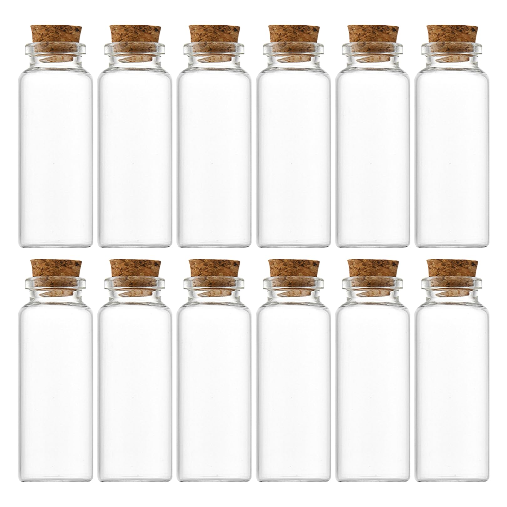 Ycfish 12 Pcs Small Glass Bottles With Cork Lids, Mini Stoppers Jars,Tiny Wishing Miniature Halloween Decorations - Mini Bottles for Spices, Crafts, Wedding Favours
