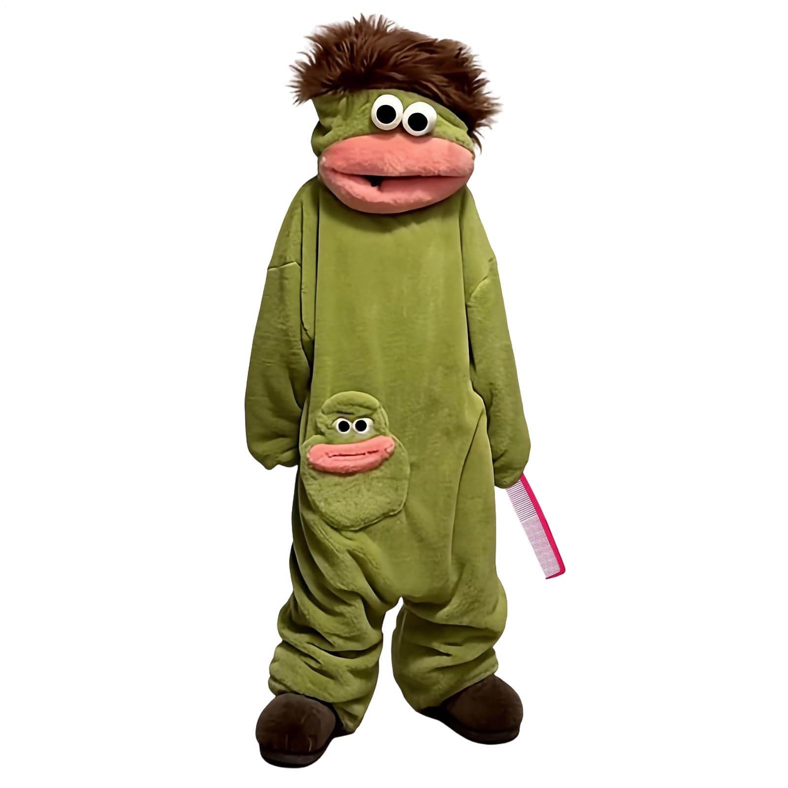 Tuta divertente per adulti – Costume di peluche verde Onesie – Costume di Halloween Cosplay – per donne, uomini, bambini, soggiorno, bagno