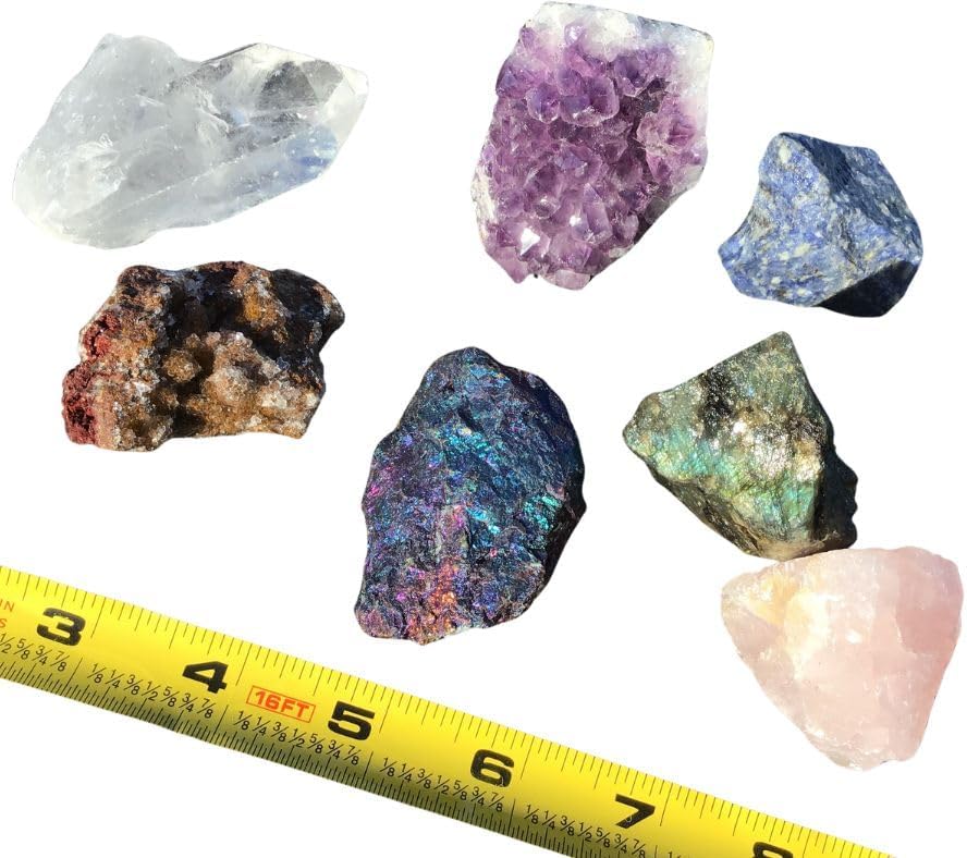 DINOSAURS ROCK® Rock & Mineral 7 Piece Collection with Bonus Genuine Fossil Shark Tooth Necklace - Gift Packaged in a velvet drawstring pouch