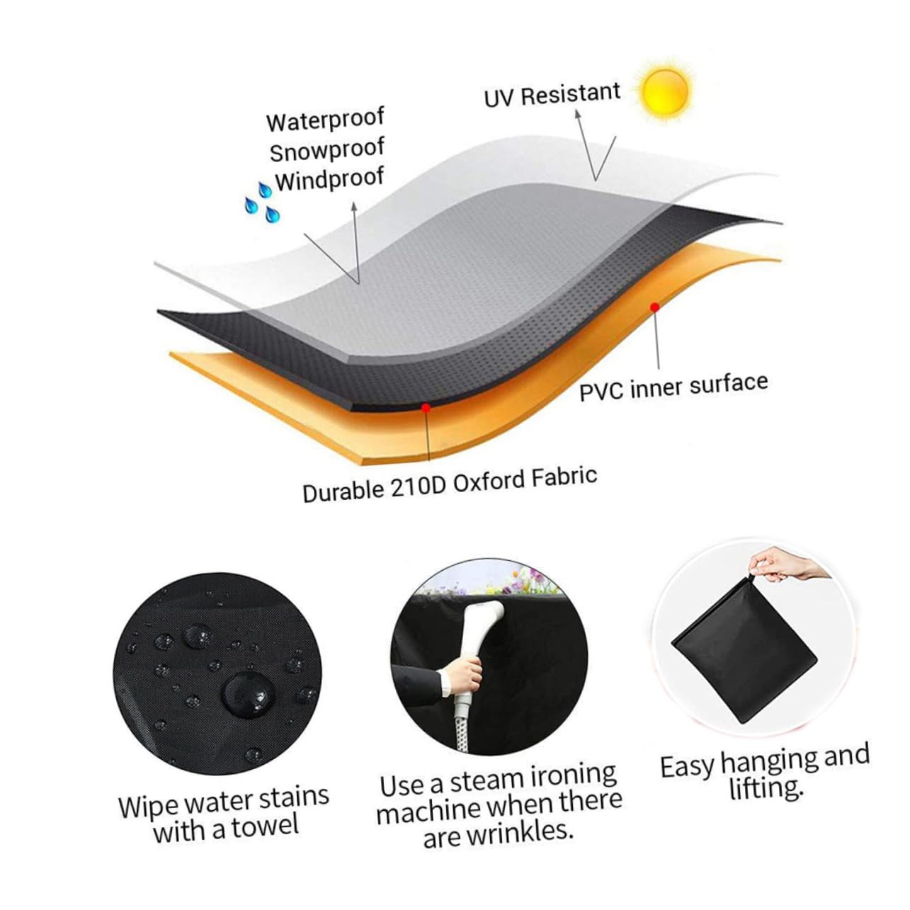 Funda para Muebles de Jardín y Sofá Exterior para Patio Protección contra Lluvia y Polvo con Cuerda