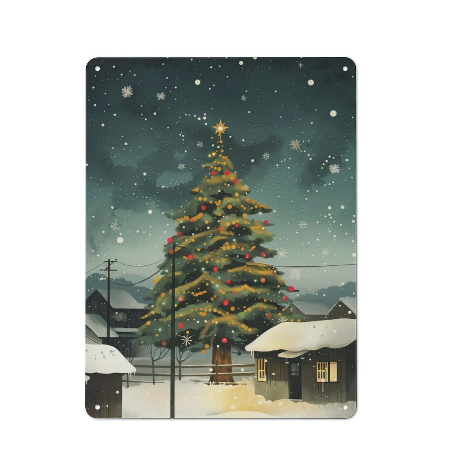 Junmoney Christmas02 For Lounge Or Reading Corner, Rustic Tin Sign 40X30cm, For An Autumn Update To Lounge And Reading Corner