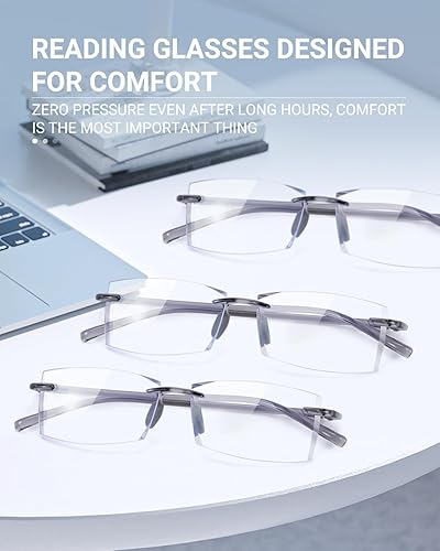 Miniatura 2 de TERAISE Anteojos de lectura sin montura cómodos, ligeros, sin marco, para hombres y mujeres, con bloqueo de luz azul, lentes de computadora