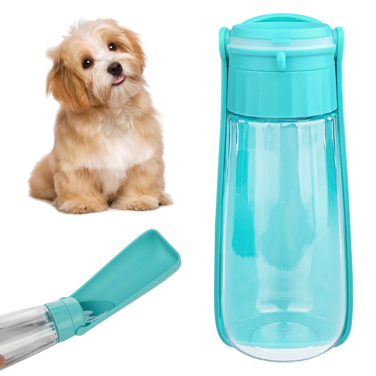 Newaner Bebedero Perro Portatil, Botella Agua Paseo para Viajes 550ml, Azul | Dog Water Bottle para Perros, Alteo de Al Aire Libre Dispensador para Senderismo