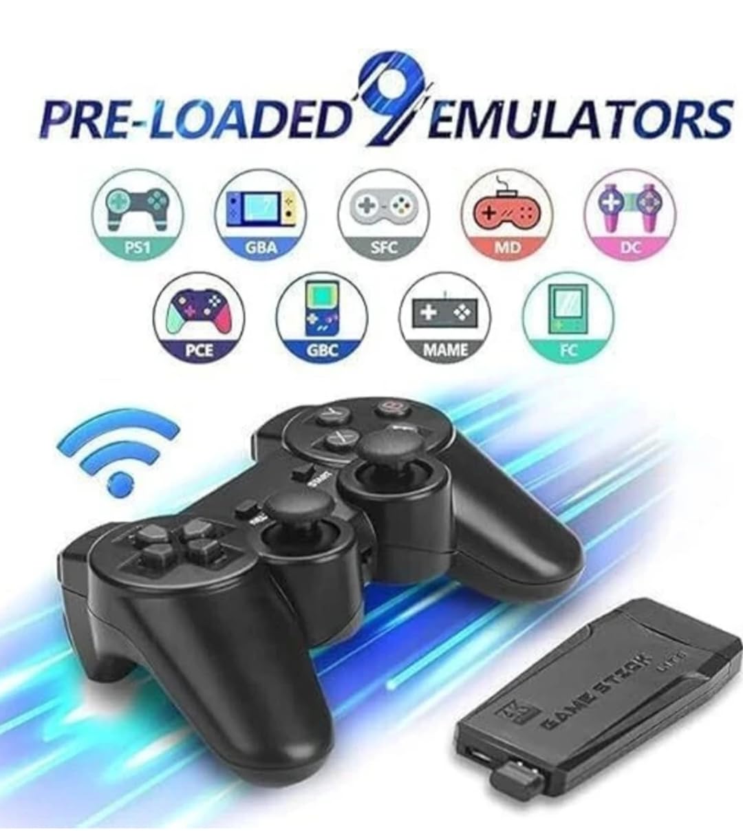 4K Retro Game Console with 10000+ Games, 2.4GHz Wireless Controllers, 64GB Memory Card, HDMI Plug & Play, Two-Player Support, Classic Video Gaming System for TV 3