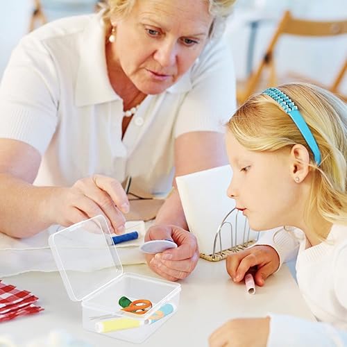 Miniatura 4 de Mini contenedores de almacenamiento de plástico transparente, recipientes de plástico vacíos con tapas, tapa con bisagras para cuentas, tapones para