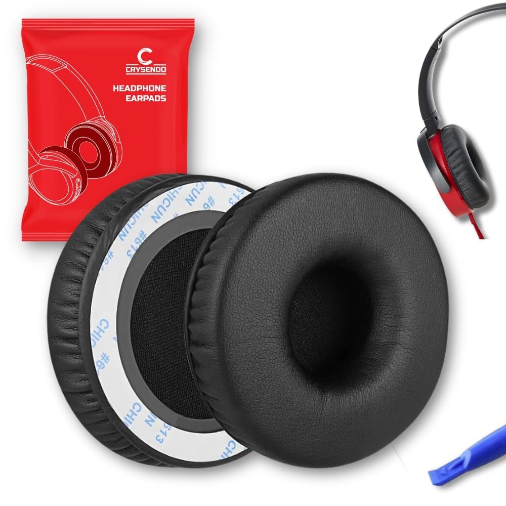 Crysendo Headphone Cushion Compatible with Sony MDR-XB450, XB450AP, XB550AP, XB650BT & WH-XB700 Headphones | Replacement Earpads Earcups Cover | Protein Leather & Memory Foam Ear Cushion (Black)
