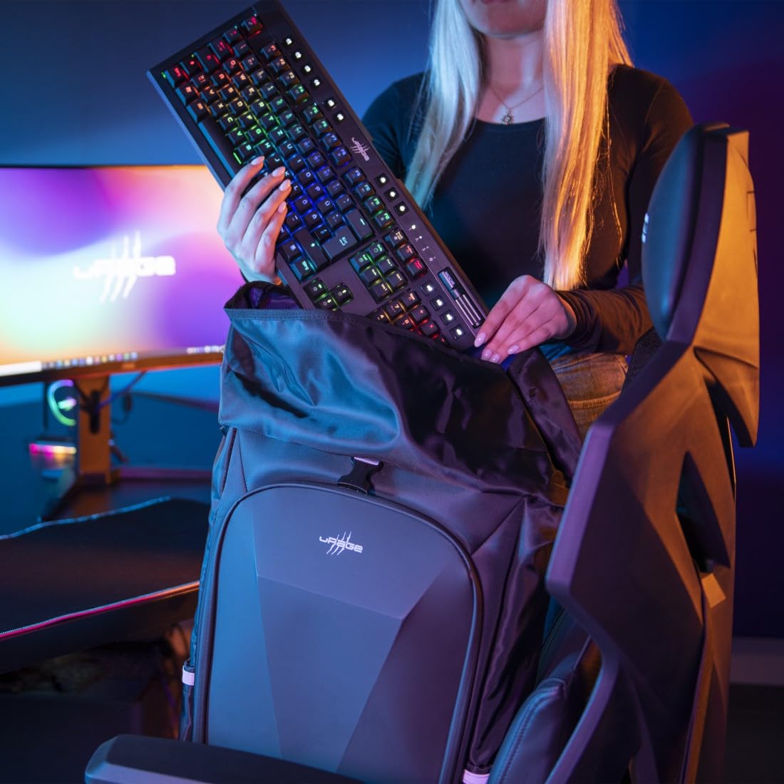 uRage Zaino da Gaming Carrier 700", Misto, Nero, Grande Capacità, Nero, Grande Capacité